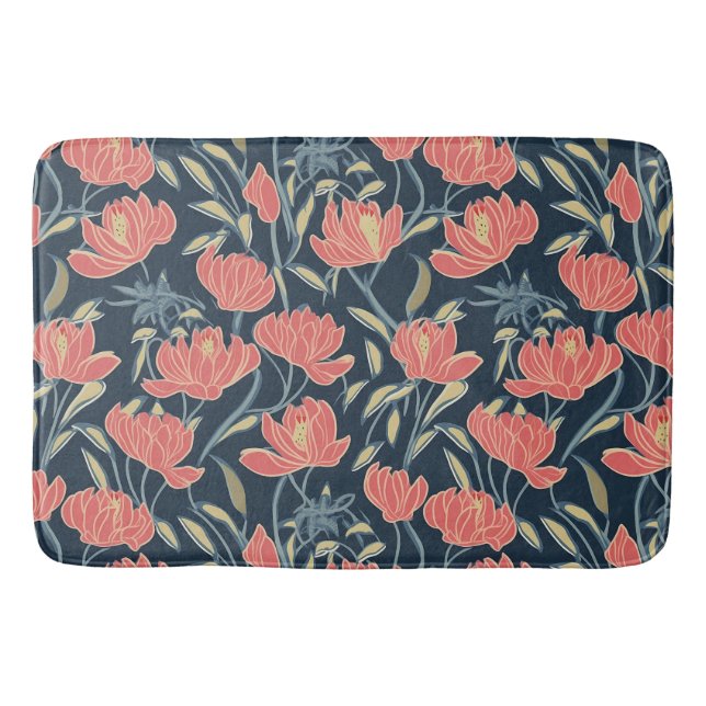 Coral Breeze Floral Bath Mat (Front)