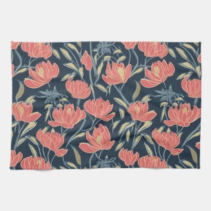 Coral Breeze Floral Kitchen Towel