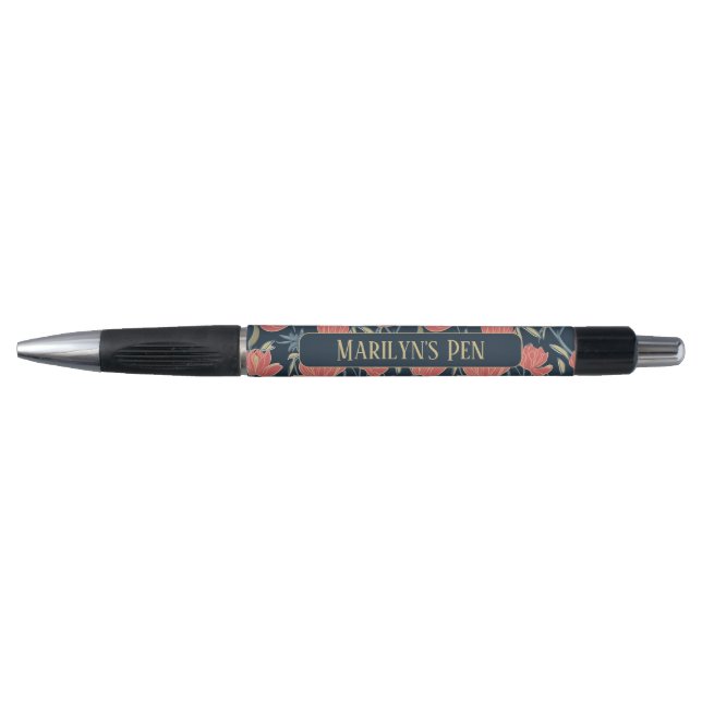 Coral Breeze Floral Personalized Pen (Front)