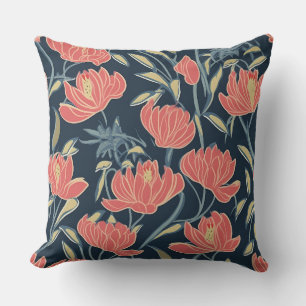 Coral Breeze Floral Throw Pillow