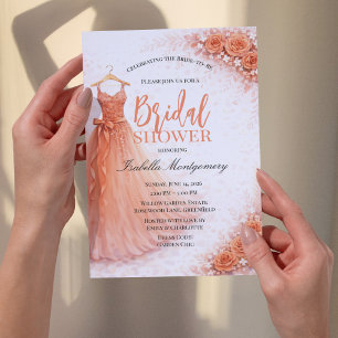 Coral Bridesmaid Dress Bridal Shower Invitation