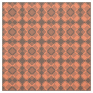 Coral Brown Chequered Argyle Pattern Fabric