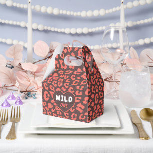 Coral Brown Leopard Print Favor Box