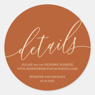 Coral Burnt Orange concept Details Signature text Classic Round Sticker