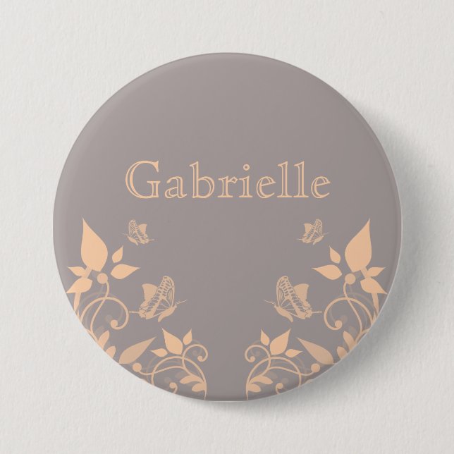 Coral Butterfly Floral Button (Front)
