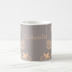 Coral Butterfly Floral Mug