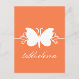 Coral Butterfly Swirls Table Postcard