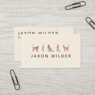 Coral Cat Silhouette Cloud Sunset Minimal Business Card