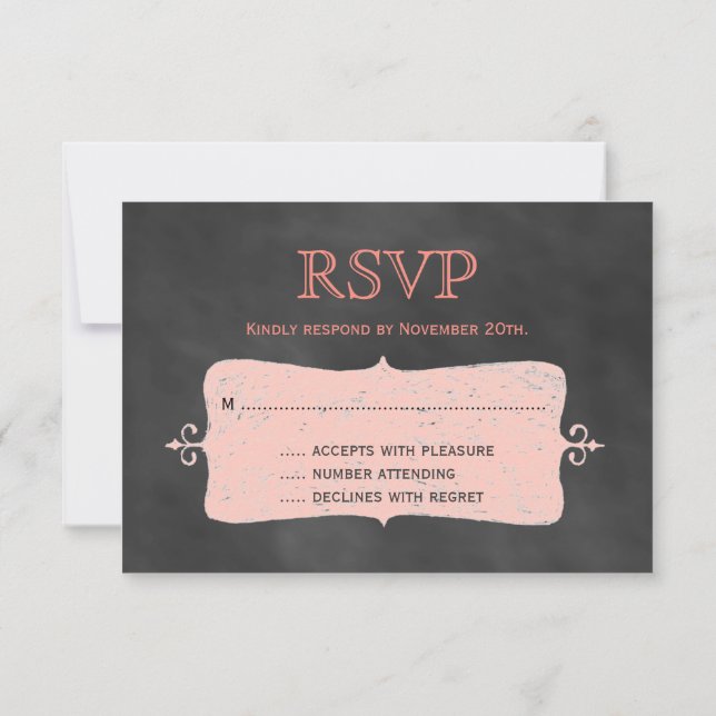 Coral Chalkboard RSVP (Back)