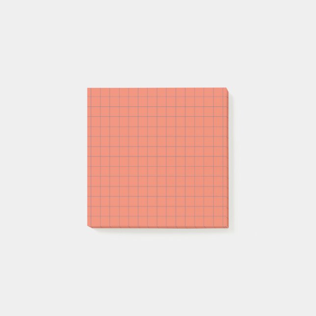 Coral Chequered Pattern Cute Grid Office Supplies  Post-it Notes (Front)