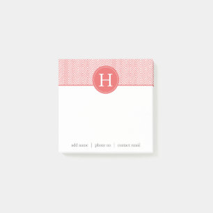 Coral Chevron Custom Monogram3 Post-it Notes