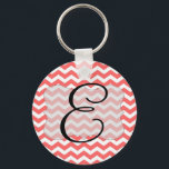 Coral Chevron Initial Keyring<br><div class="desc">Show off your style with this chic chevron keyring!</div>