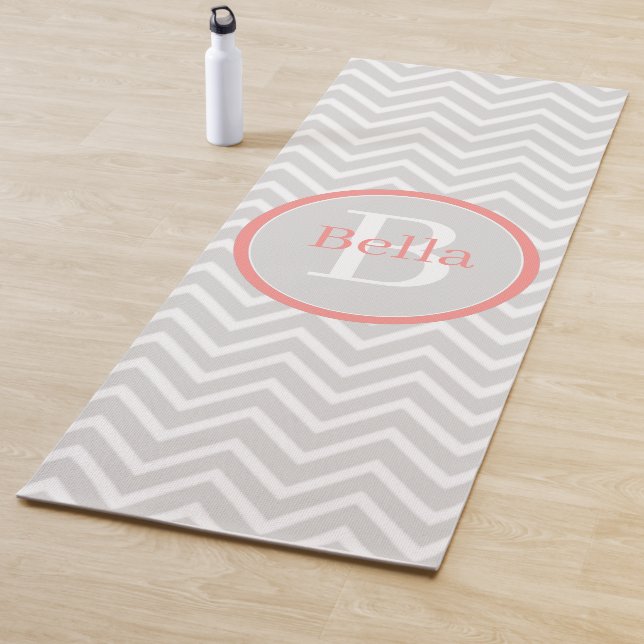 Coral Chevron Monogram Yoga Mat (In Situ)