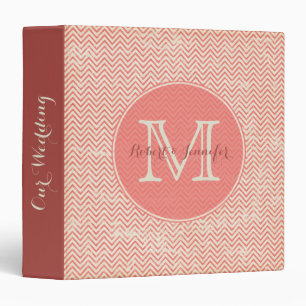 Coral Chevron Monogrammed Wedding Planner Binder
