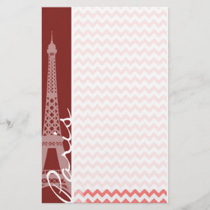 Coral Chevron Pattern; Paris Stationery