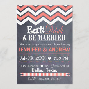 Coral Chevron Rehearsal Invitation