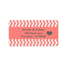 Coral Chevron Return Address Label