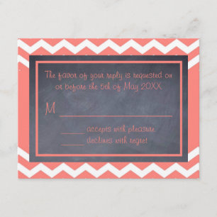 Coral Chevron RSVP Card