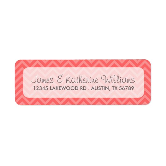 Coral Chevron Stripes Modern Wedding Return Address Label