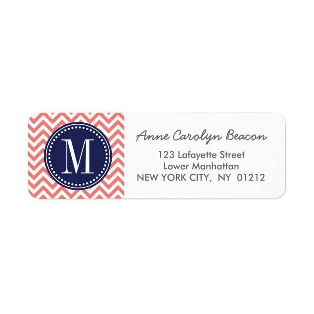 Coral Chevron Zigzag Personalized Monogram (Front)