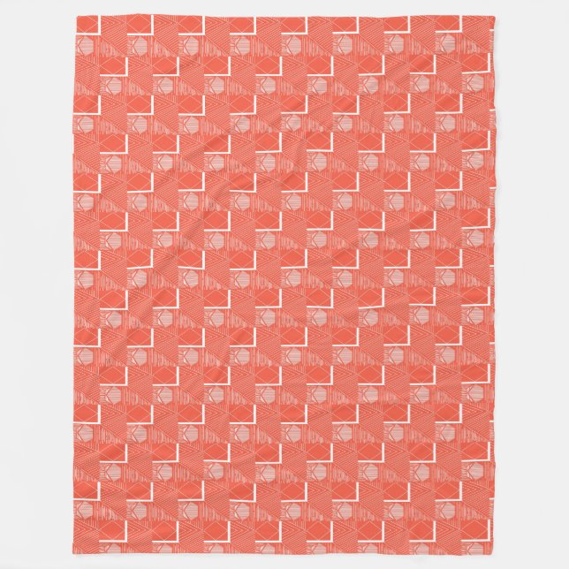 Coral Chic Mod Design Fleece Blanket (Front)