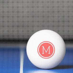 Coral Circle Monogram Personalized Ping Pong Ball