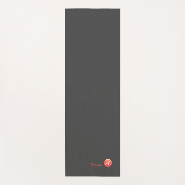 Coral  circle name  initial A wavy grey yoga mat (Front)