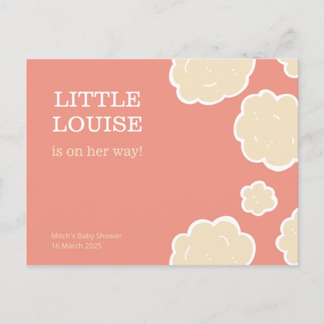 Coral Clouds Baby Shower Postcard (Front)
