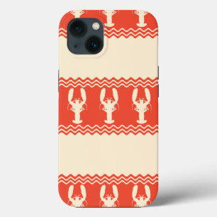 Coral Coastal Lobster Stripes iPhone 13 Case
