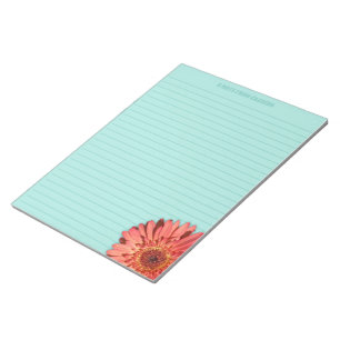 Coral Colored Gerbera Daisy Photo Mint Green Notepad