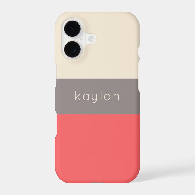 Coral Colour Block Pattern with Any Name (Back)