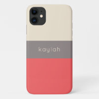Coral Colour Block Pattern with Any Name
