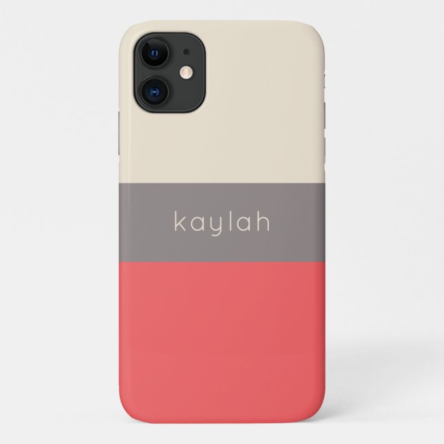 Coral Colour Block Pattern with Any Name Case-Mate iPhone Case (Back)