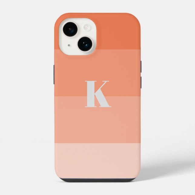 Coral Colour Blocks Custom Monogram Initial  iPhone Case (Back)