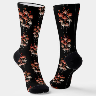 Coral Colour Pink Flamingos Pattern  Socks