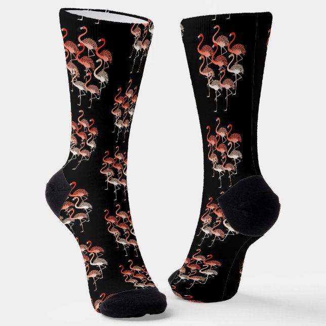 Coral Colour Pink Flamingos Pattern  Socks (Angled)