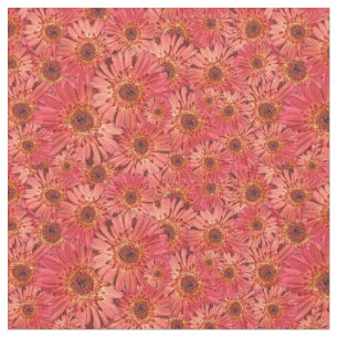 Coral Coloured Gerbera Daisies Photos Patterned Fabric