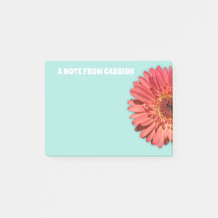 Coral Coloured Gerbera Daisy Photo Mint Green Post-it Notes