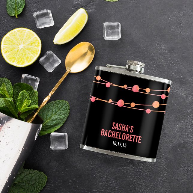 Coral Confetti Personalized Bachelorette Party Hip Flask (Creator Uploaded)