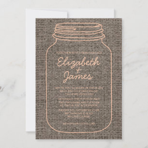 Coral Country Lace Wedding Invitations