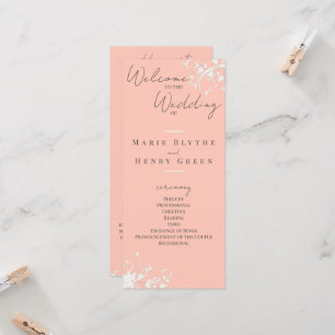 Coral & Cream Filigree Elegant Wedding Program