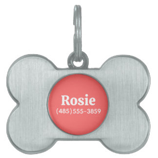 Coral Custom Name and Phone Number Pet ID Tag
