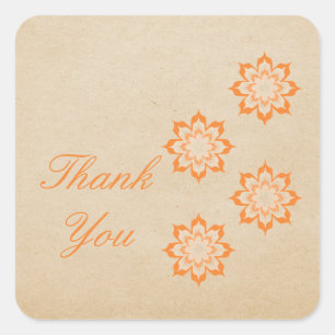 Coral Daring Floral Blooms Thank You Stickers