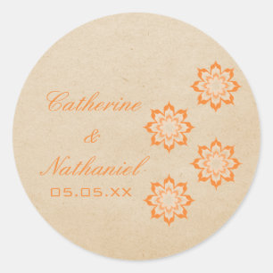 Coral Daring Floral Blooms Wedding Stickers