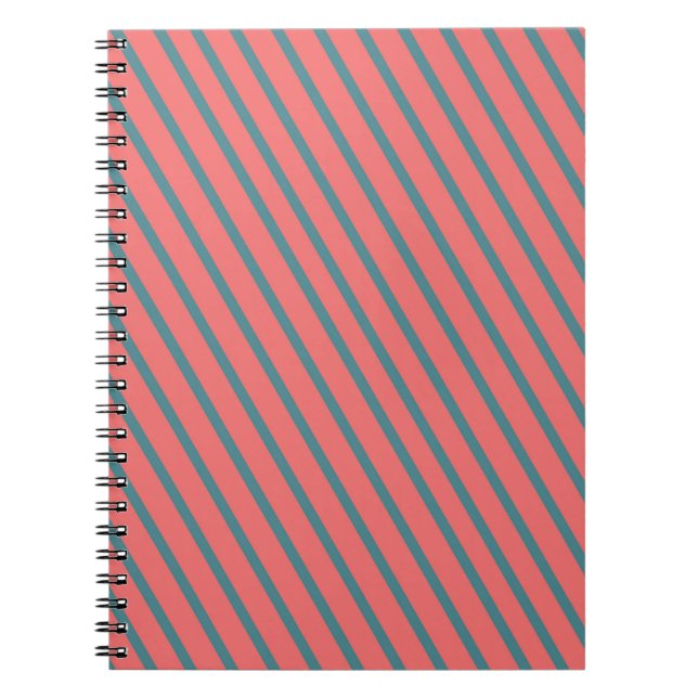 Coral Diagonal Stripes Notebook (Front)