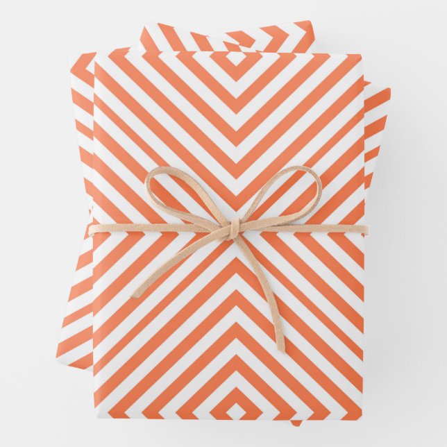 Coral Diamond Chevron Wrapping Paper Sheets (In situ)