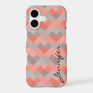 Coral Diamond Geometric Pattern