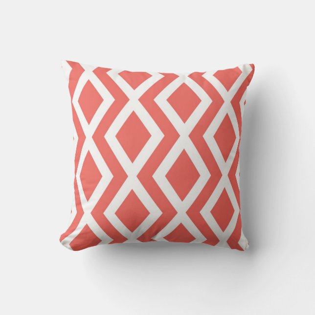 Coral Diamond Throw Pillow (Front)