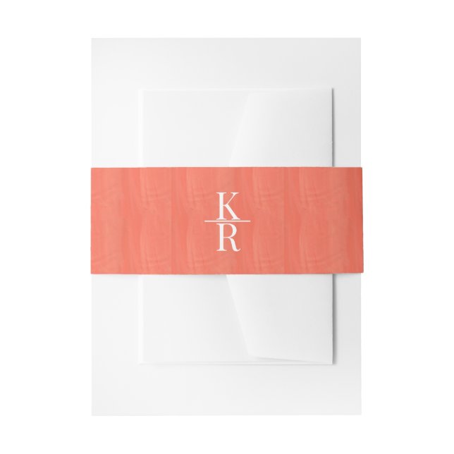coral double monogram Wedding Belly Band Invitation Belly Band (Front Example)