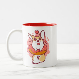 Coral Doughnut Corgi Mug